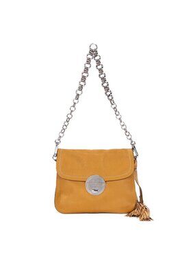 Prada CC Logo Fringe Chain Shoulder Beige Vitello Daino Messenger Bag